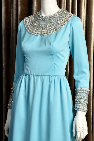 Crystalline 1960s Dress with Studded Collar