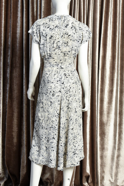 London Calling 1940s Novelty Print Dress