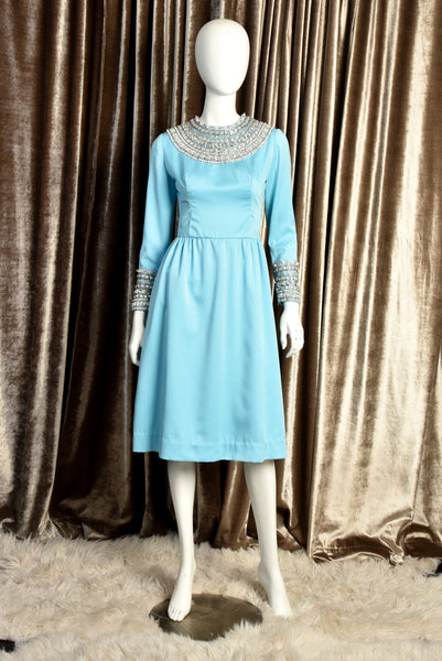 Crystalline 1960s Dress with Studded Collar