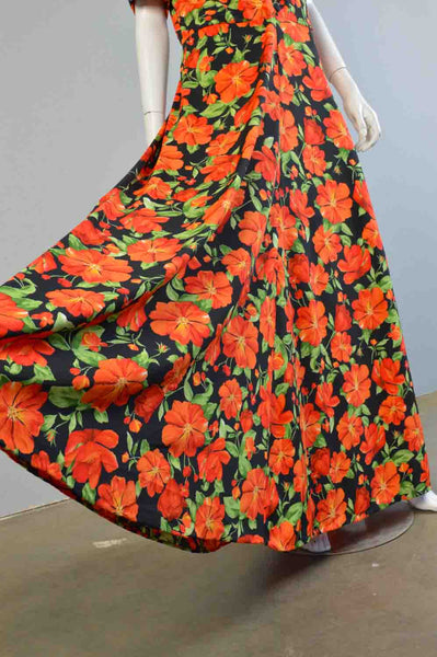 Poppy 1930s Floral Rayon Maxi Dress