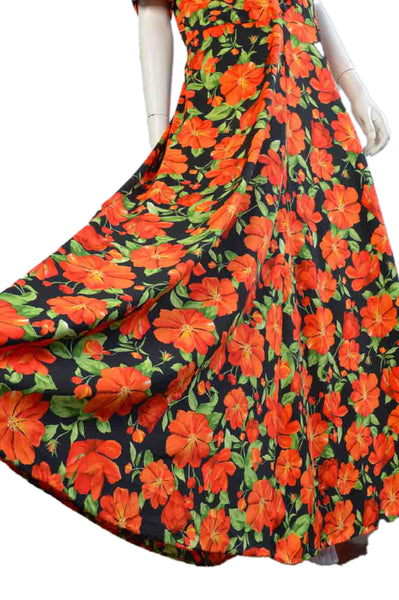 Poppy 1930s Floral Rayon Maxi Dress