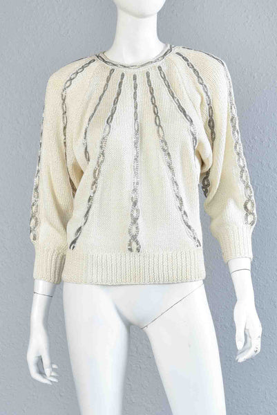 Nannell 80s Pearly Beaded Sweater