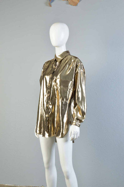 Regina 80s Gold Lamé Blouse