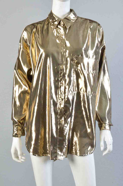 Regina 80s Gold Lamé Blouse