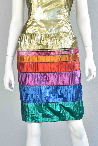 Marla 80s Rainbow Lamé Dress