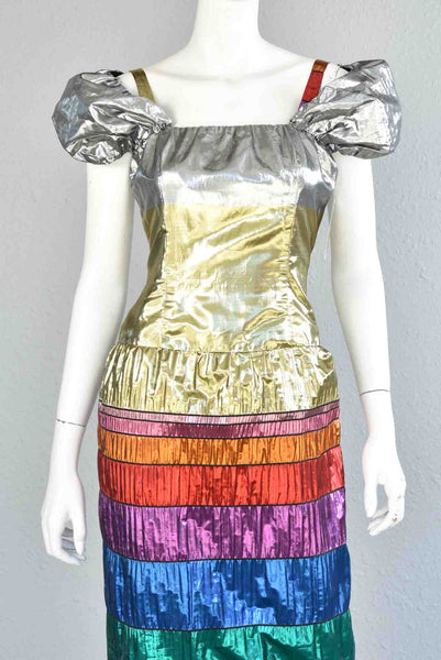 Marla 80s Rainbow Lamé Dress