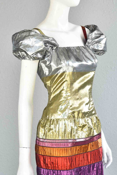 Marla 80s Rainbow Lamé Dress