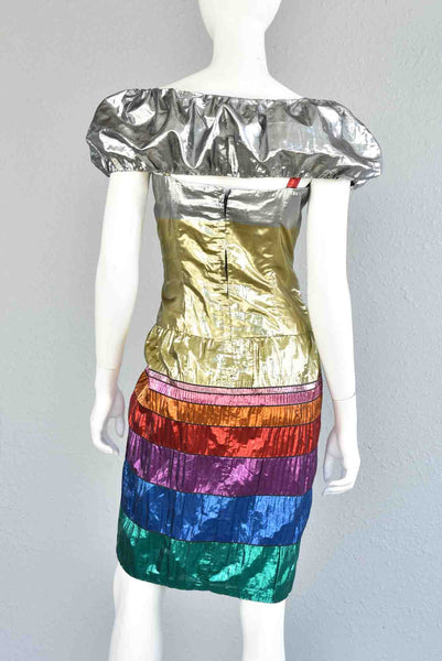 Marla 80s Rainbow Lamé Dress