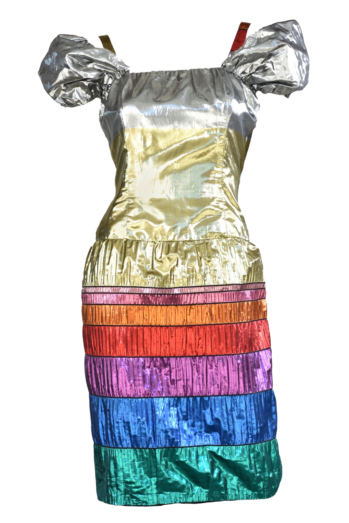 Marla 80s Rainbow Lamé Dress