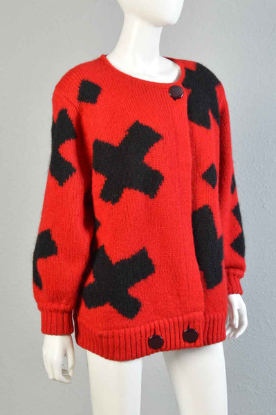 Mohair 80s Floating Crosses Cardigan