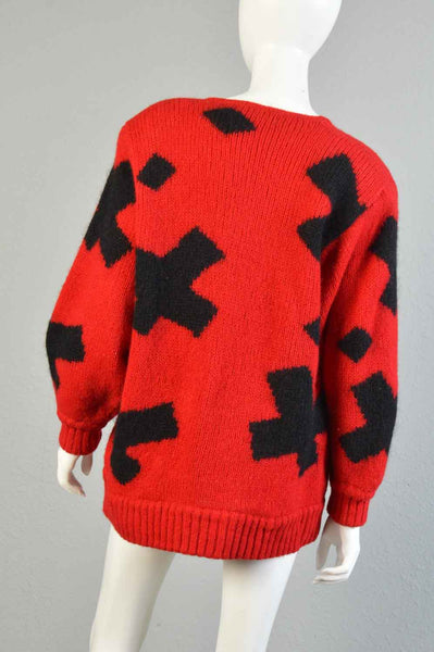 Mohair 80s Floating Crosses Cardigan