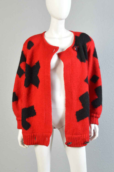 Mohair 80s Floating Crosses Cardigan