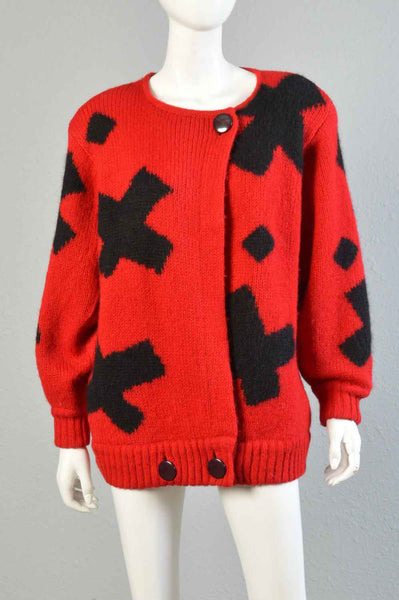 Mohair 80s Floating Crosses Cardigan