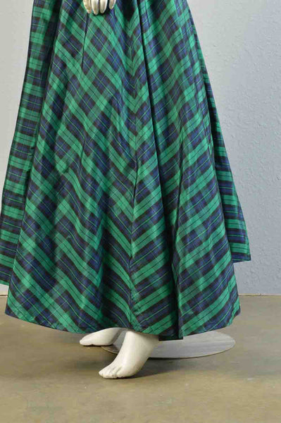 Casper 80s Plaid Taffeta Maxi Skirt