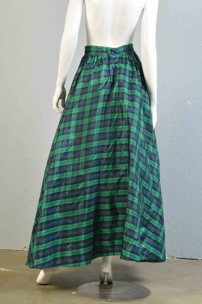 Casper 80s Plaid Taffeta Maxi Skirt