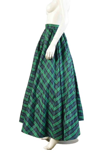 Casper 80s Plaid Taffeta Maxi Skirt