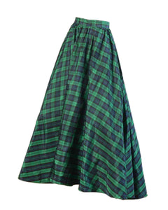 Casper 80s Plaid Taffeta Maxi Skirt