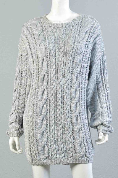 Metallic Silver 80s Oversize Sweater