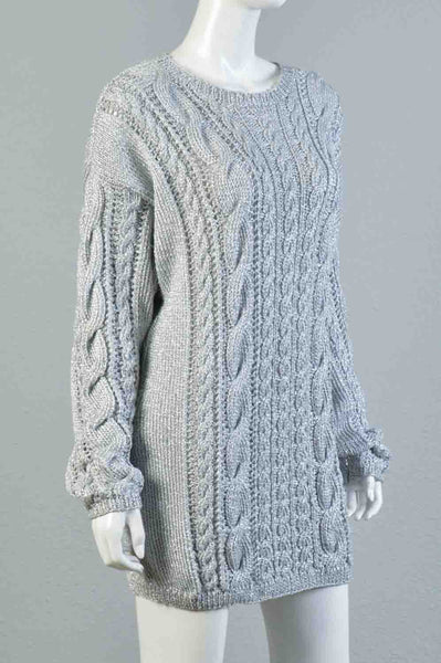 Metallic Silver 80s Oversize Sweater