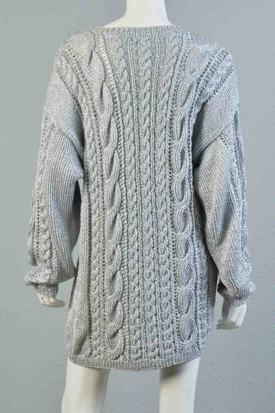 Metallic Silver 80s Oversize Sweater