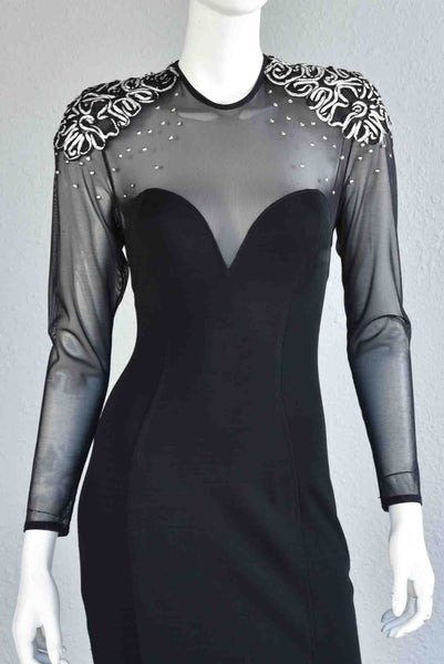 Tadashi 80s Studded Mesh Bodycon Dress