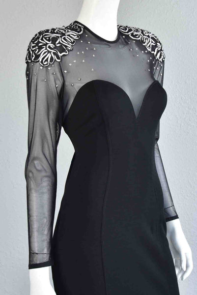 Tadashi 80s Studded Mesh Bodycon Dress