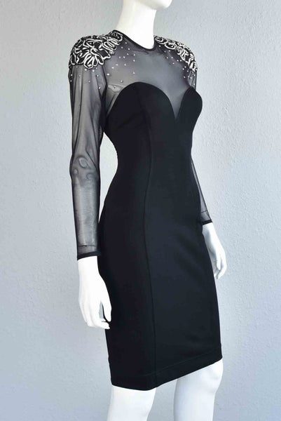 Tadashi 80s Studded Mesh Bodycon Dress