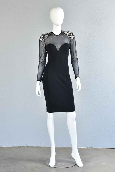 Tadashi 80s Studded Mesh Bodycon Dress