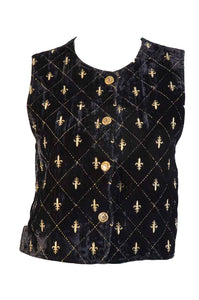 Thea 90s Metallic Fleur de Lis Vest