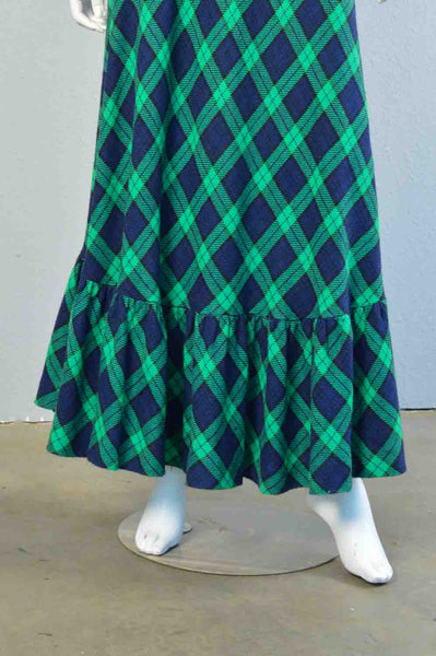 Meleny 1970s Plaid Maxi Dress