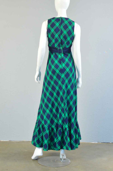 Meleny 1970s Plaid Maxi Dress