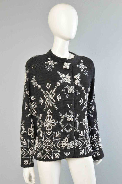 Michael Simon Heavily Beaded Cardigan Sweater