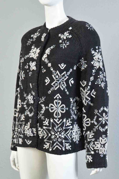 Michael Simon Heavily Beaded Cardigan Sweater