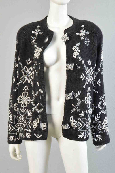 Michael Simon Heavily Beaded Cardigan Sweater