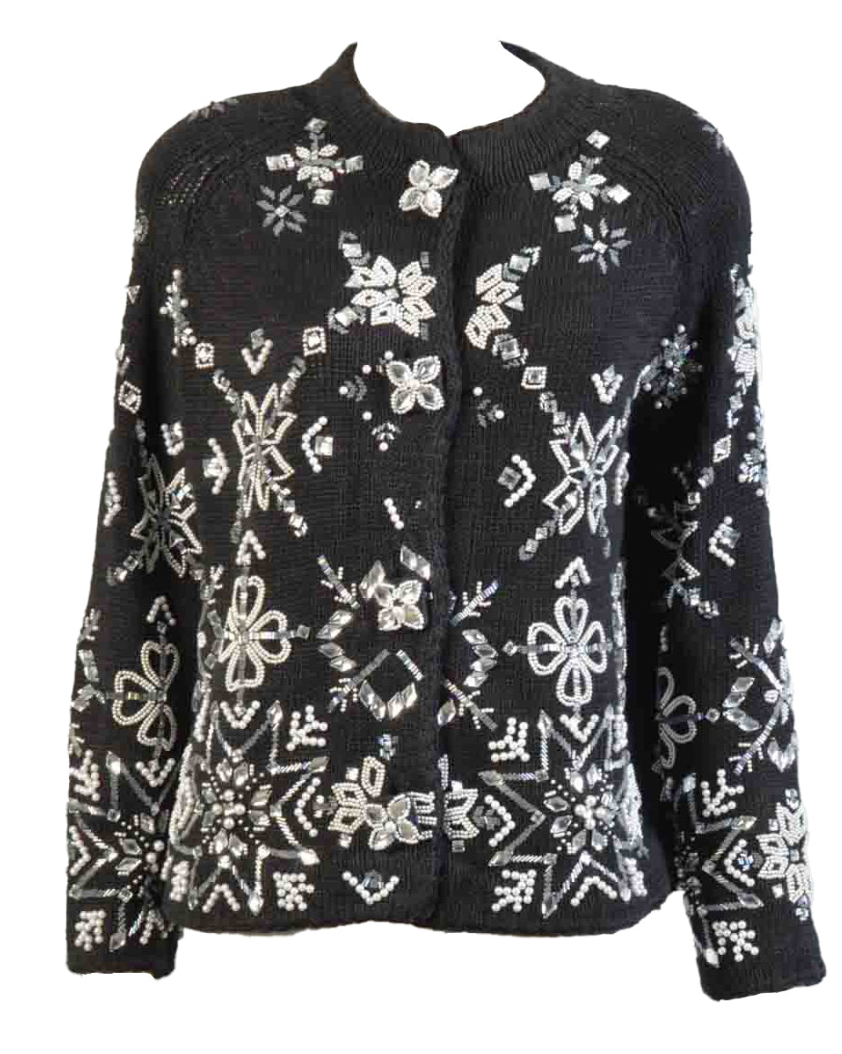 Michael Simon Heavily Beaded Cardigan Sweater