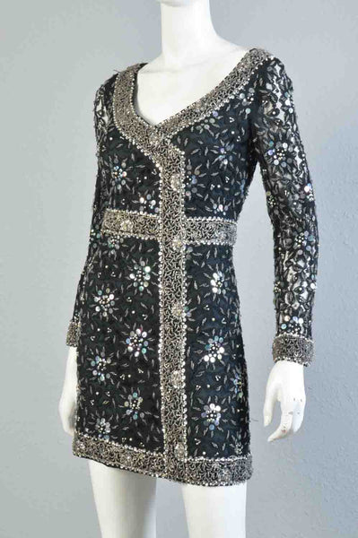 Regalia 1960s Beaded Lace Mini Dress