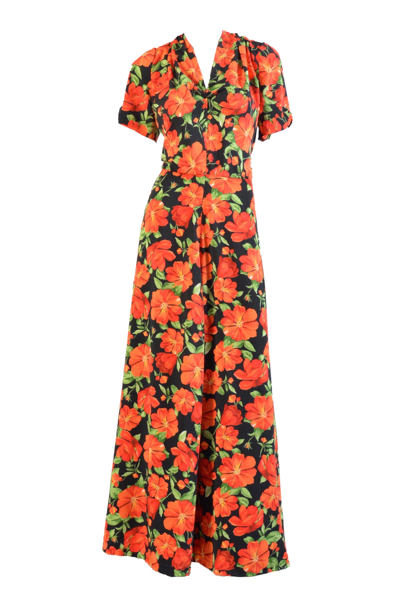 Poppy 1930s Floral Rayon Maxi Dress