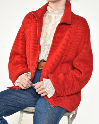 Louie Cable Knit Wool Cardigan