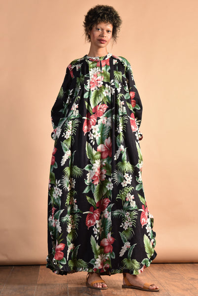 Bete Collection Barkcloth 60s Floral Caftan