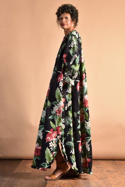 Bete Collection Barkcloth 60s Floral Caftan