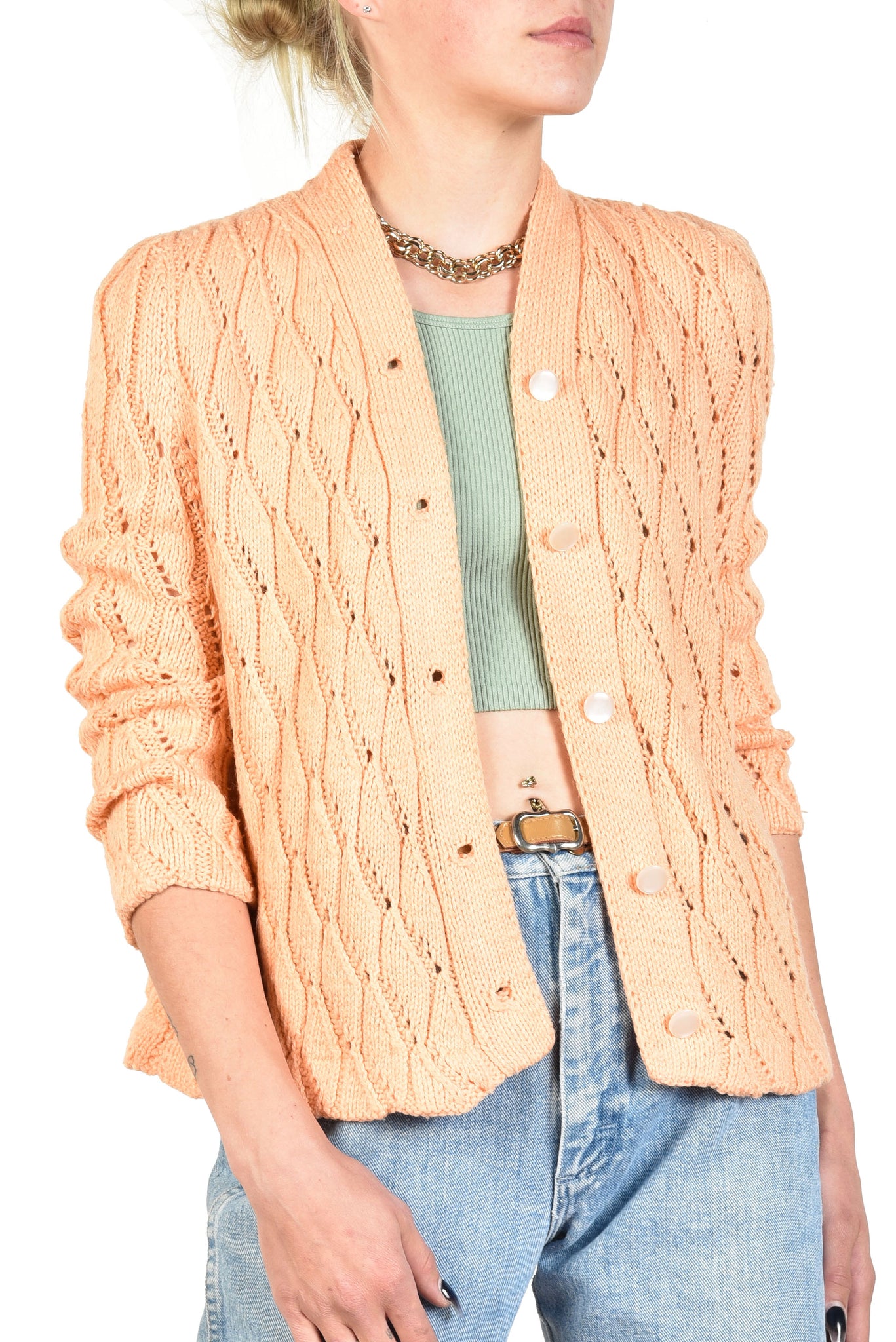Peggy 60s Diamond Knit Cardigan Sweater