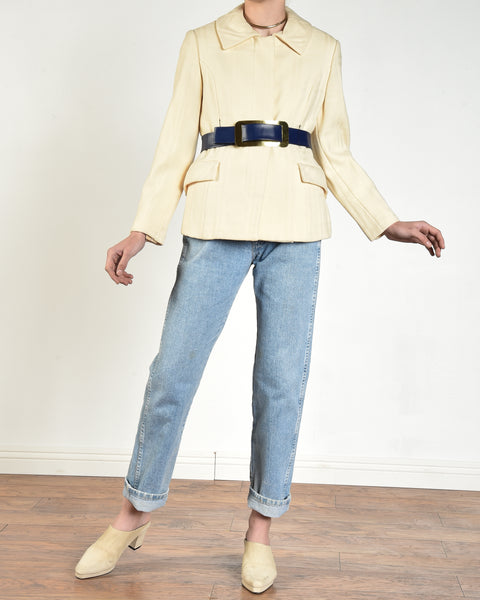 Caoimhe 1960s Ivory Wool Jacket + Belt