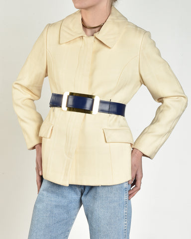 Caoimhe 1960s Ivory Wool Jacket + Belt