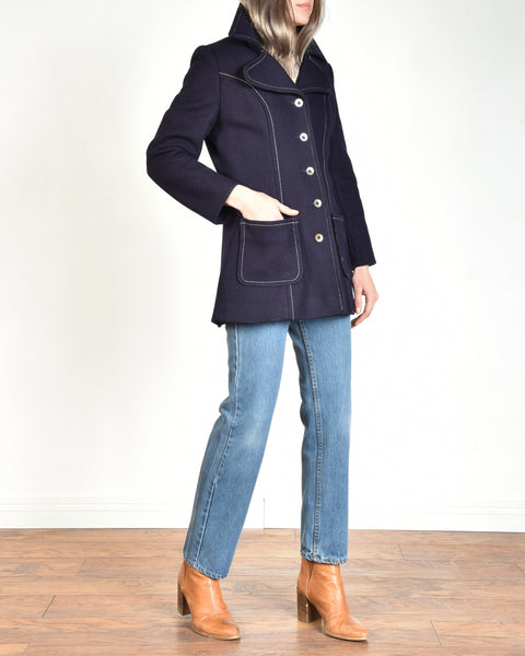 Mickie Top Stitched Wool Coat