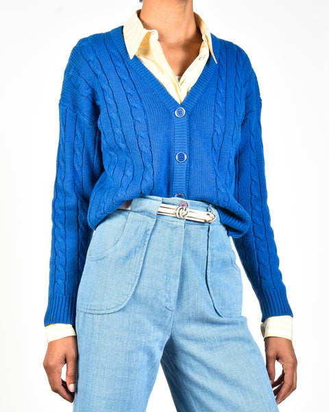 Bentley 60s Cropped Cable Knit Cardigan