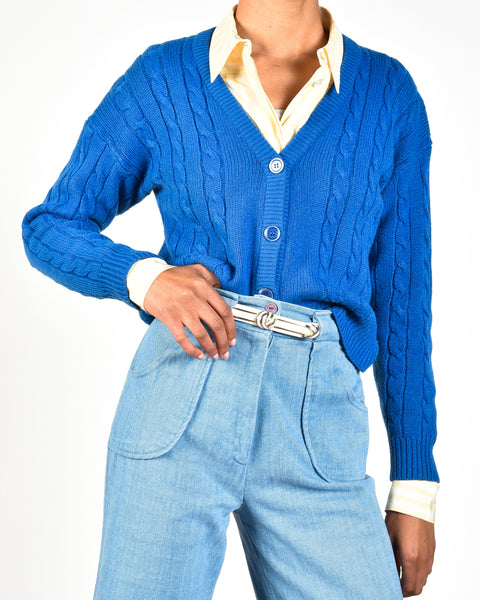 Bentley 60s Cropped Cable Knit Cardigan