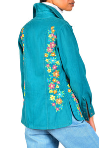 Eartha 70s Floral Embroidered Jean Jacket