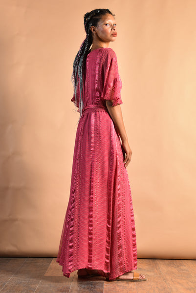 Jessa 80s Sheer Silk Maxi Dress