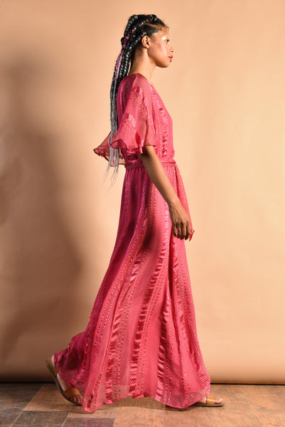 Jessa 80s Sheer Silk Maxi Dress