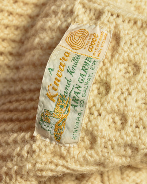 Kinvara 1960s Hand Knit Aran Wool Cardigan